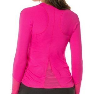 Lucky in Love TENNIS long sleeve XS top shirt BRIGHT PINK vented/mesh inserts